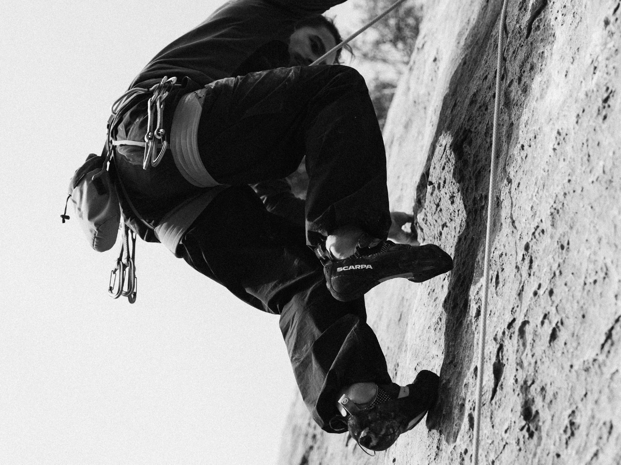 Pietro Vidi climbing with Blackbird climbing shoe