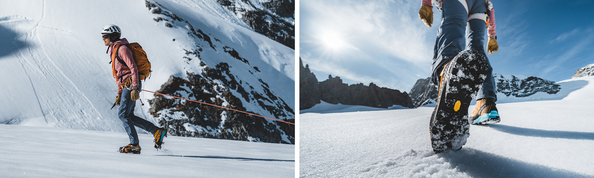 Close up of SCARPA's Ribelle Tech 3 mountaineering shoes