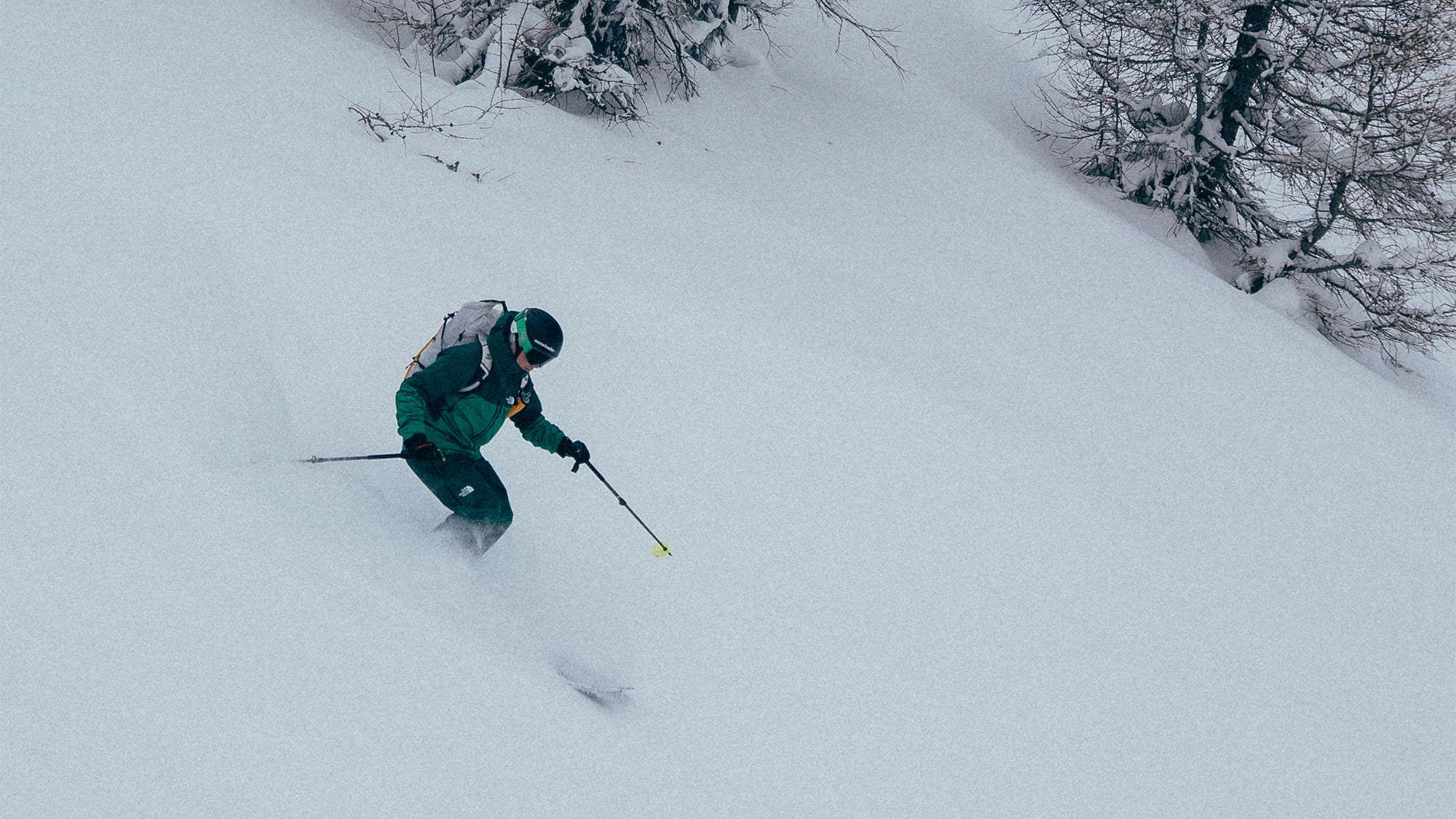 Mathis Dumas on a snowy slope during SCARPA Ice Days 2026