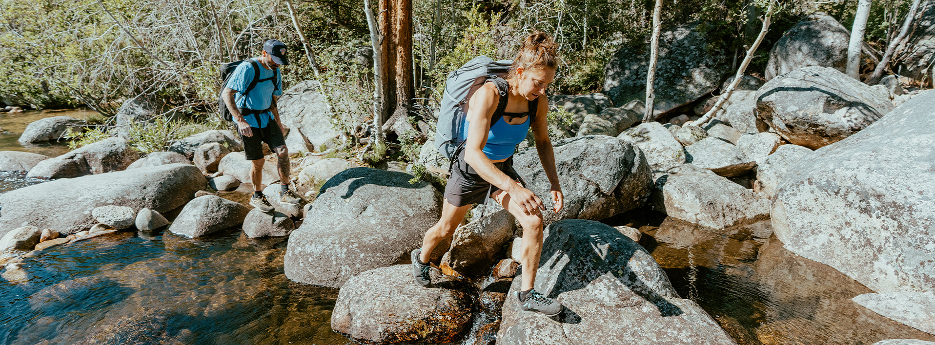 Hikers during a technical approach wearing SCARPA Crux 2