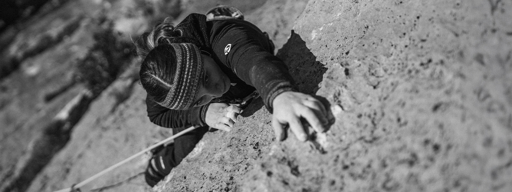 Athlete Camilla Moroni climbing wearing SCARPA Blackbird shoes