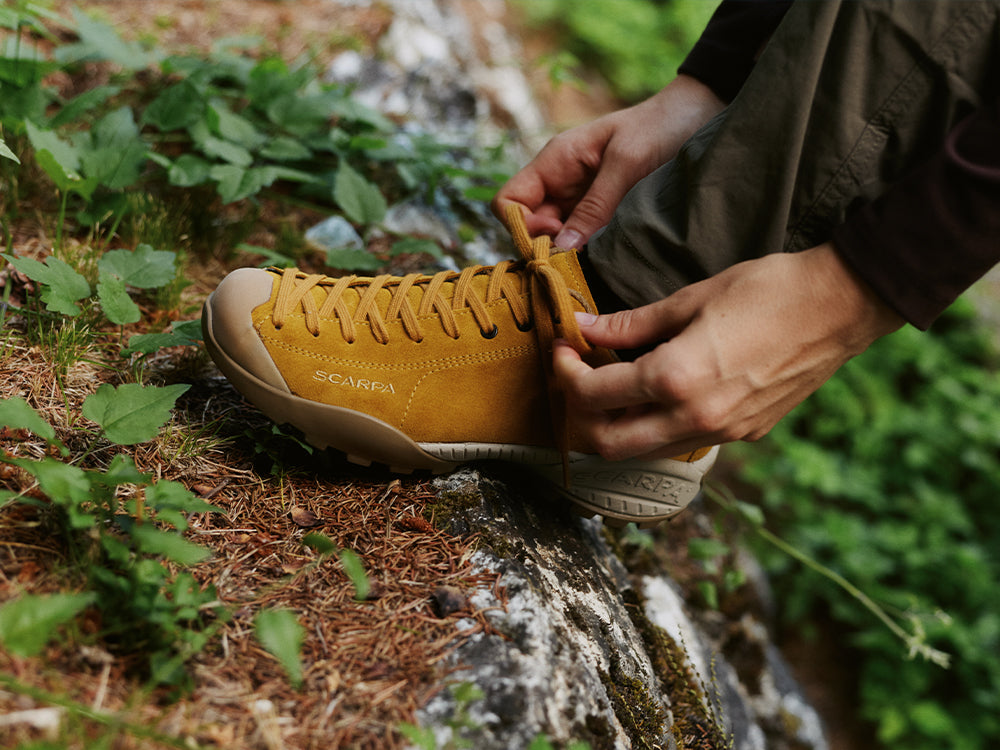 Close-up of SCARPA Mojito GTX urban lifestyle shoes.