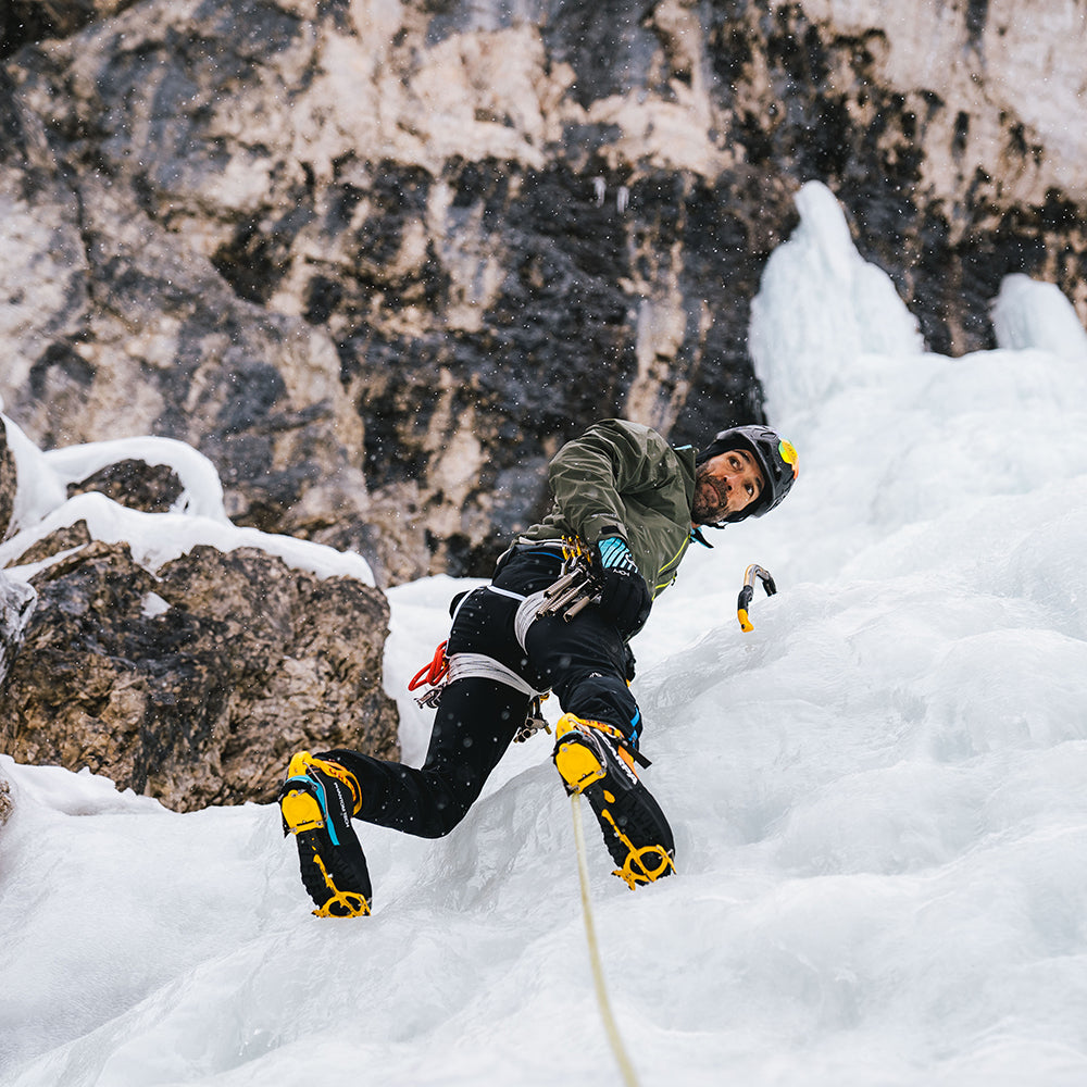 Hervè Barmasse climbing in the Dolomites