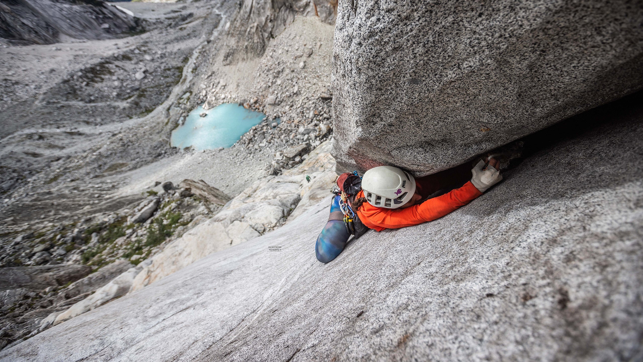 Caro North and her team opening a new route in Patagonia wearing SCARPA climbing shoes
