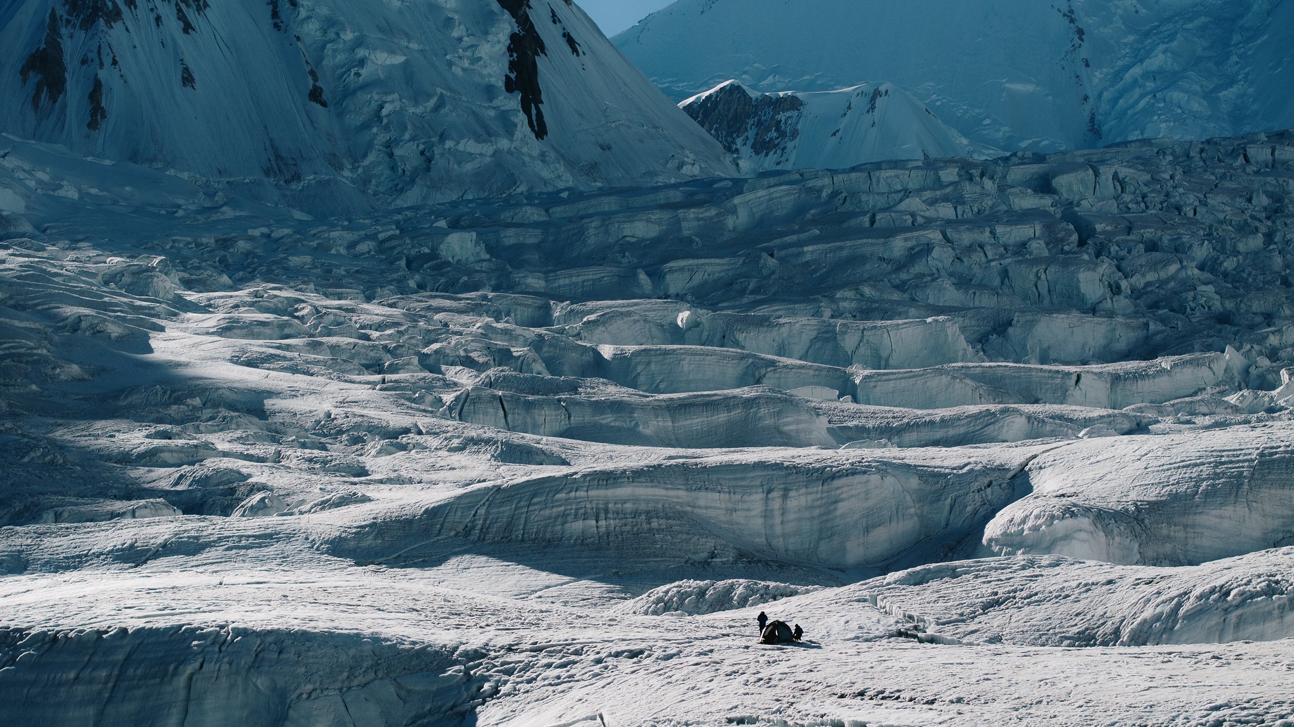 Alpinist Charles Dubouloz trying to open a new line on the Shining Wall wearing SCARPA's high altitude boots