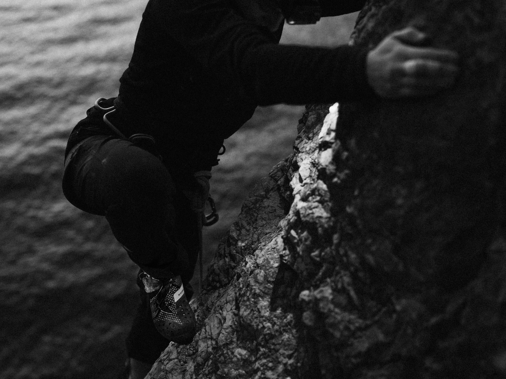 Close-up of SCARPA's Blackbird climbing shoe