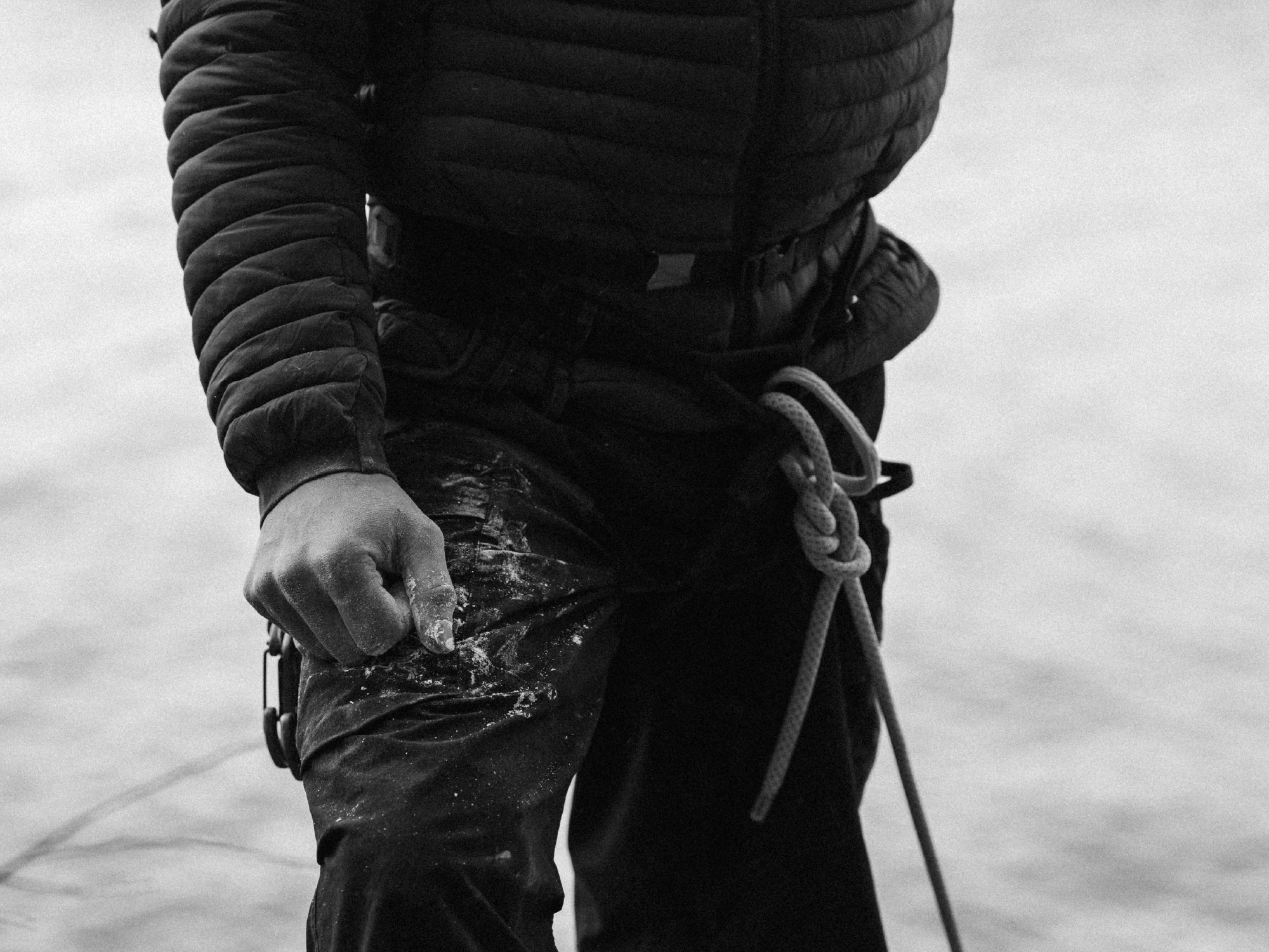 Climber Pietro Vidi wearing Blackbird climbing shoes.