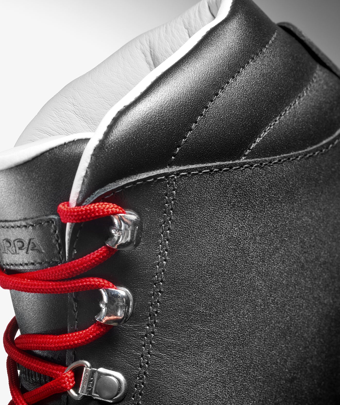 Close-up of SCARPA's Primitive boot in premium leather