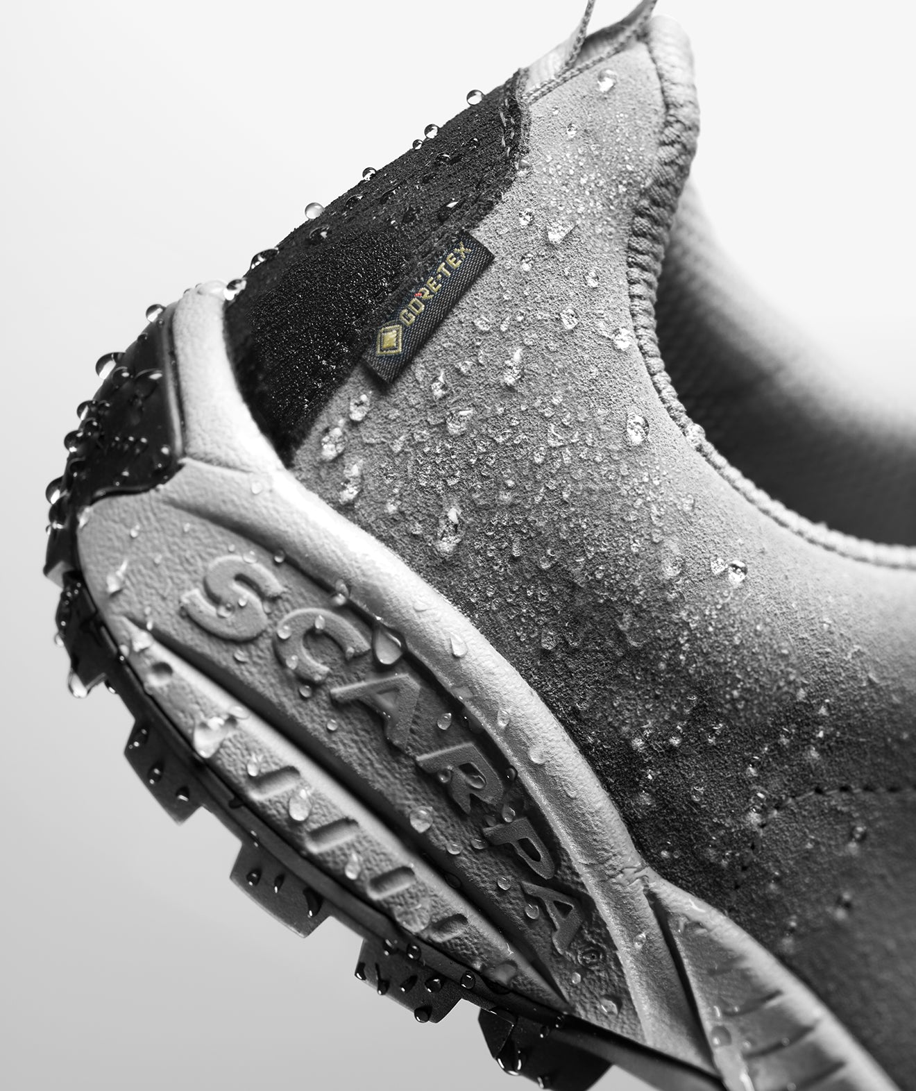 Close-up of SCARPA's Mojito with Gore-Tex membrane that provides protection from any weather.