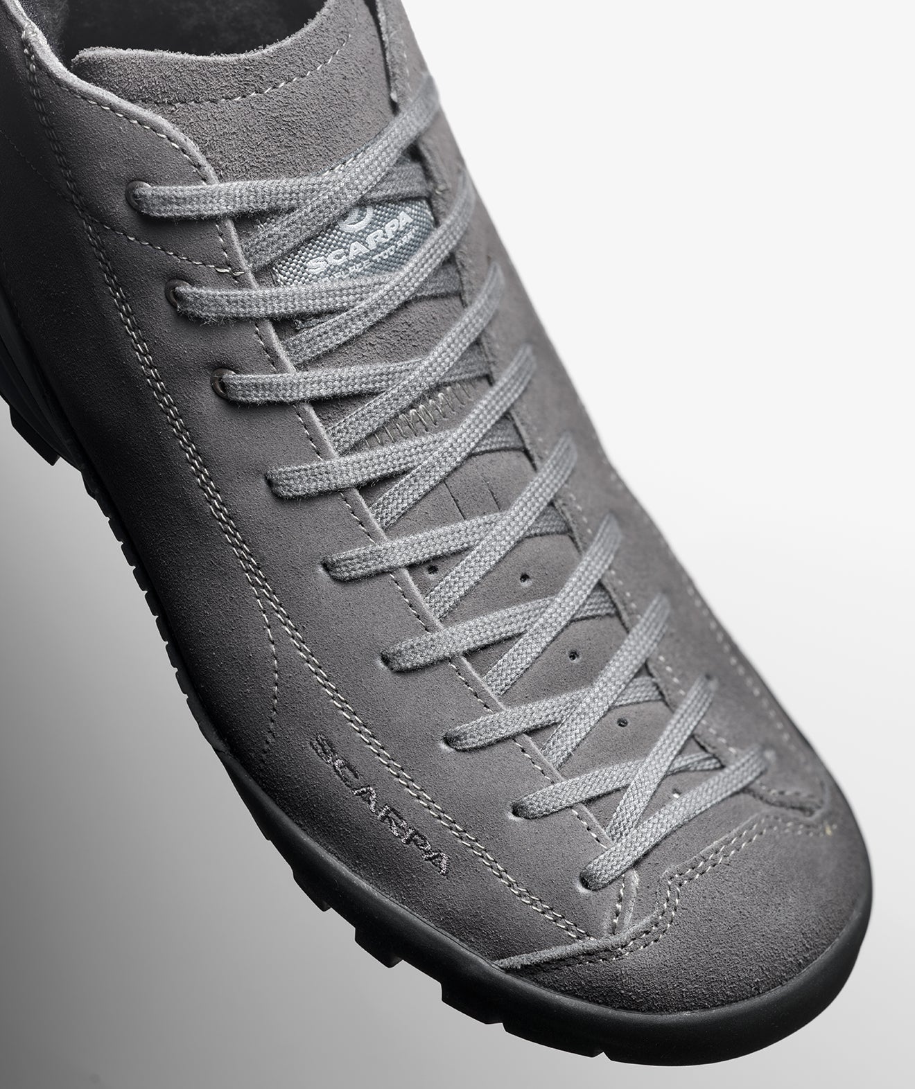 Close-up of SCARPA's Mojito City Mid GTX Wool with extended lacing