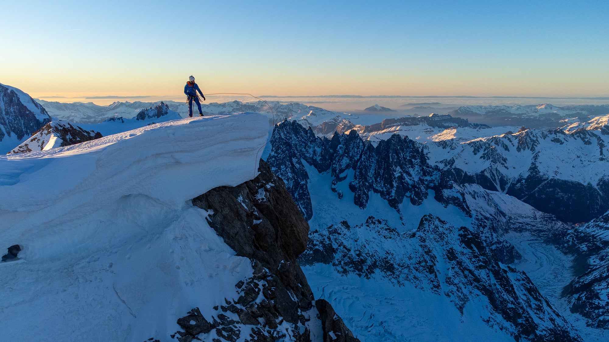 Charles on his winter Rolling Stone solo ascent on Les Grandes Jorasses 