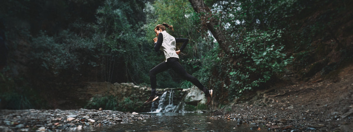 Trail runner wearing SCARPA Golden Gate LT WP Trail Running shoes.