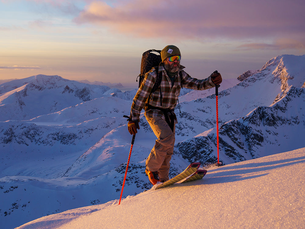 Bruno Compagnet on a snowy mountain in Norway wearing Maestrale