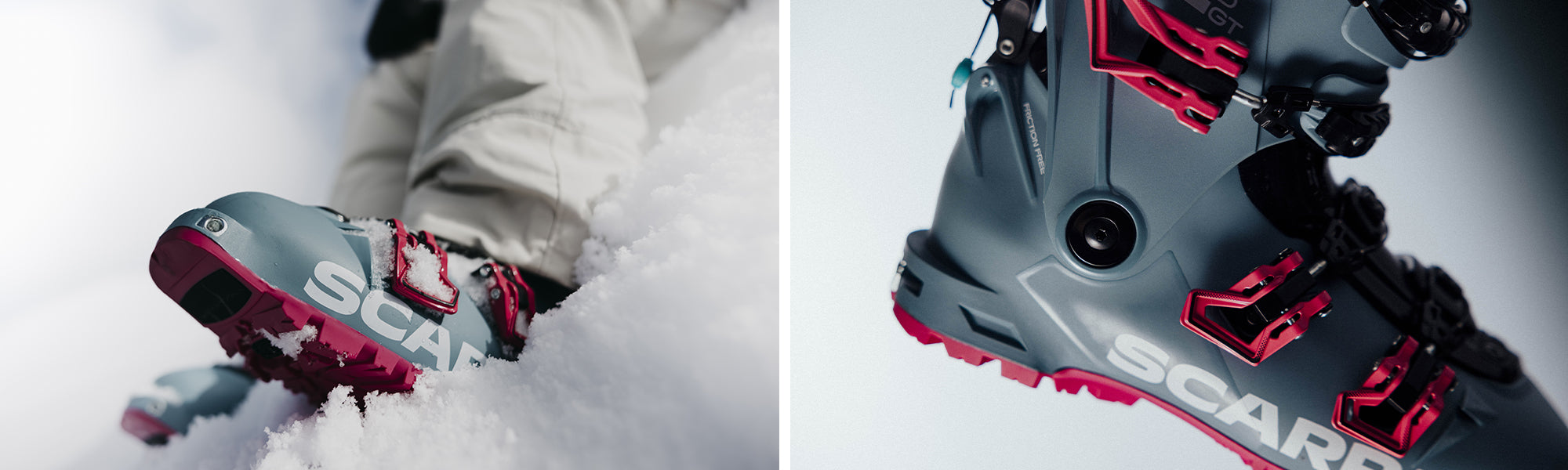 Close up of SCARPA's 4-Quattro GT Woman ski mountaineering boots