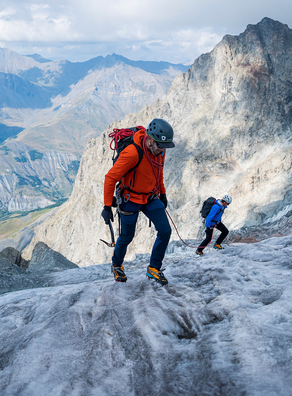 Traditional alpinism with scarpa boot