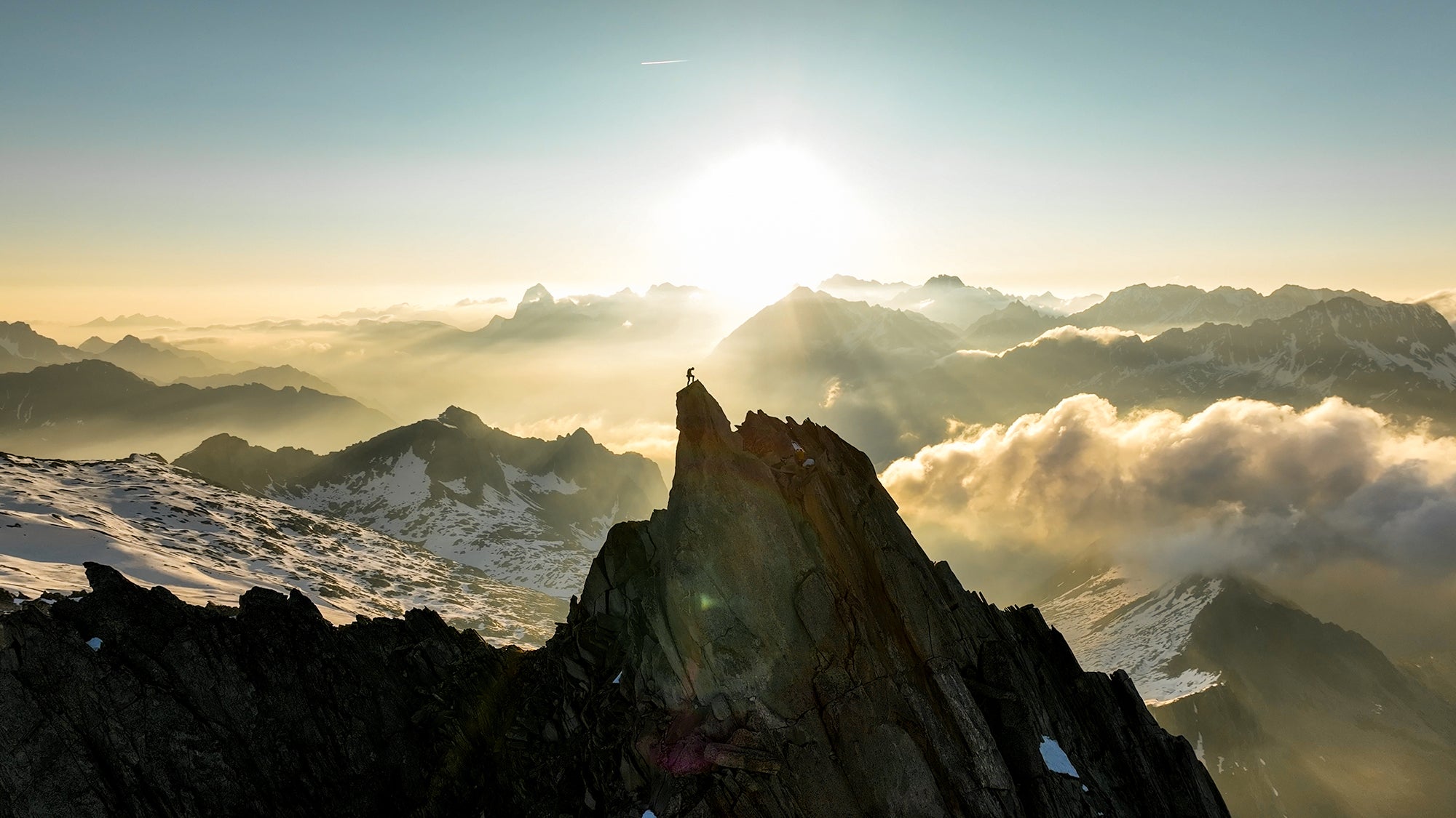 Dani Arnold at the top of the Salbit
