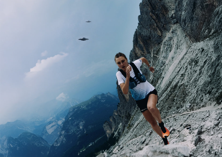 SCARPA Athlete Anna Hofer running with Alien Sky trail running shoes.