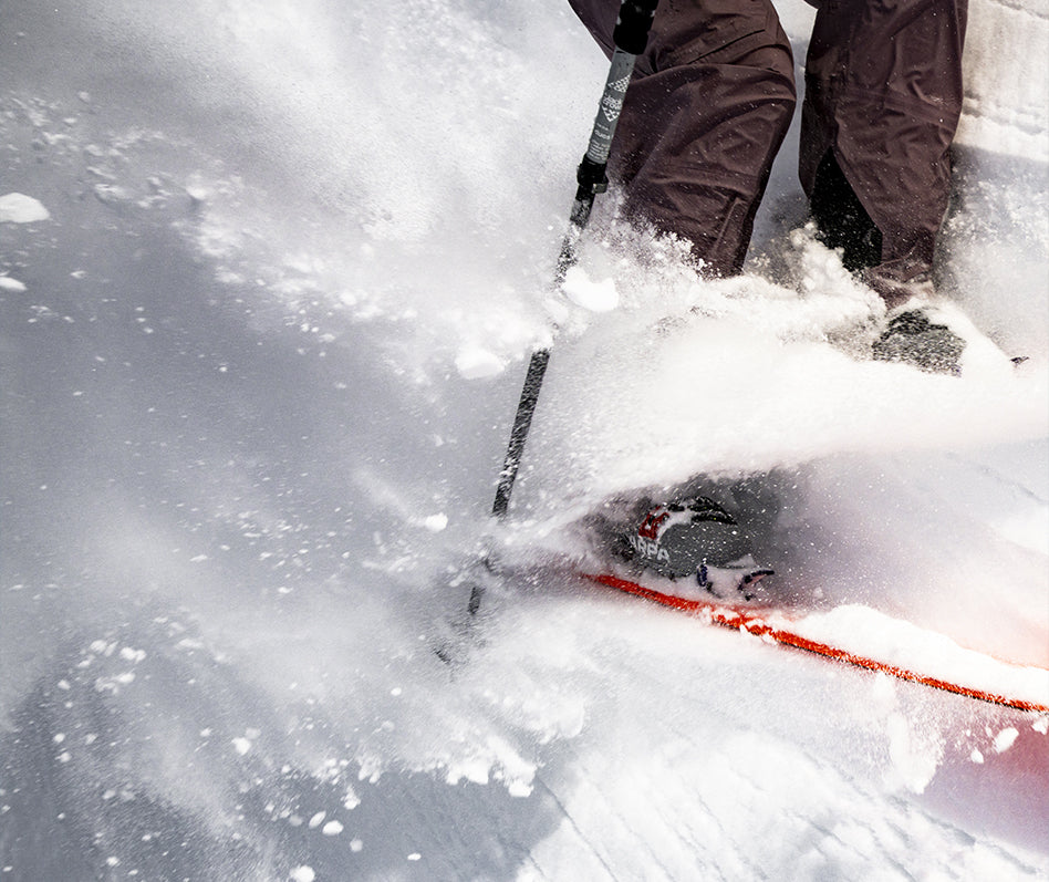Close-up of SCARPA 4-Quattro PRO LE freeride ski mountaineering boots.